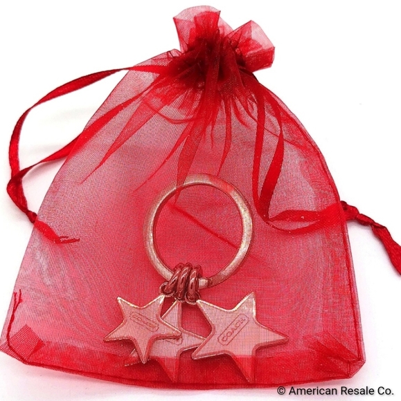 Vintage COACH White Triple Star Keychain Fob Purse Charm-Rare - Picture 4 of 4